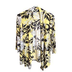 Kasper Lightweight Drape Front Summer Cardigan Yellow and Black Size S